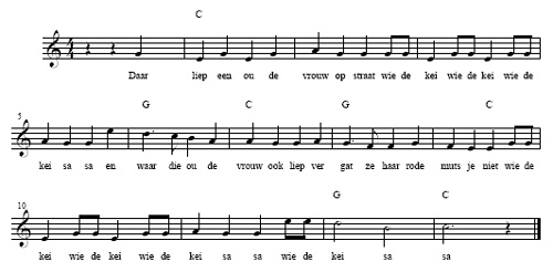 bladmuziek Daar liep een oude vrouw